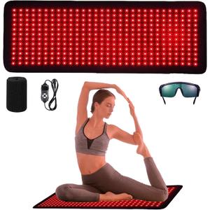 iTHERAU Red Light Therapy Pad for Full Body, 31" x 11", Dual Chip 360 LEDs 660nm & 850nm Infrared Light Therapy Belt for Back Waist Shoulder Knee Joint Pain Relief, Gift for Women Men, Black Edge