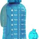 AQUAFIT 128 oz Water Bottle with Time Marker - 2in1 Straw & Chug Lid - BPA Free Big Jug with Straw - Gym Water Bottle with Strap (128 Ounces, Aqua)