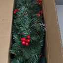 33 Inch Outdoor Christmas Tree Frosted Urn Filler 2 Set, Pre-lit Artificial Xmas Tree with 50 LED Lights, Realistic Carolina Pine and Berries for Pathway, Porch, Driveway, Yard