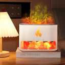 Himalayan Salt Essential Oil Diffuser with Flame Effect 150ML Aromatherapy Water Diffuser, Colorful LED Night Light & Humidifier with Timer, Perfect for Home, Large Room, Auto Shut-Off (White)