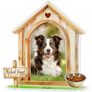 Grarry 4x6 Dog Picture Frame, Farmhosue Style Pet Memorial Frames, Vertical Cat Photo Tabletop Display, Acrylic Doghouse Home Decor Ornament for Dogs Puppy, Pet Loss Gift Keepsake for Pet Lovers