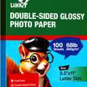 Uinkit Thick Photo Paper Glossy Double Sided 100 Sheets 8.5x11 Heavyweight 68lb 260gsm Inkjet Both Sides Printable 11.8mil A4 Letter size Flyer Bulk Pack 8.5 x 11 Card paper postcard postal A189 (100)
