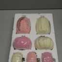 WDS WONDROUS Pumpkins Fall Decoration Thanksgiving Set 7 PCS, Resin Pink and Beige Flocked Pumpkins for Decorating, Artificial Pumpkins Set Gender Reveal Party Fall Decor Tabletop Centerpiece Mantel