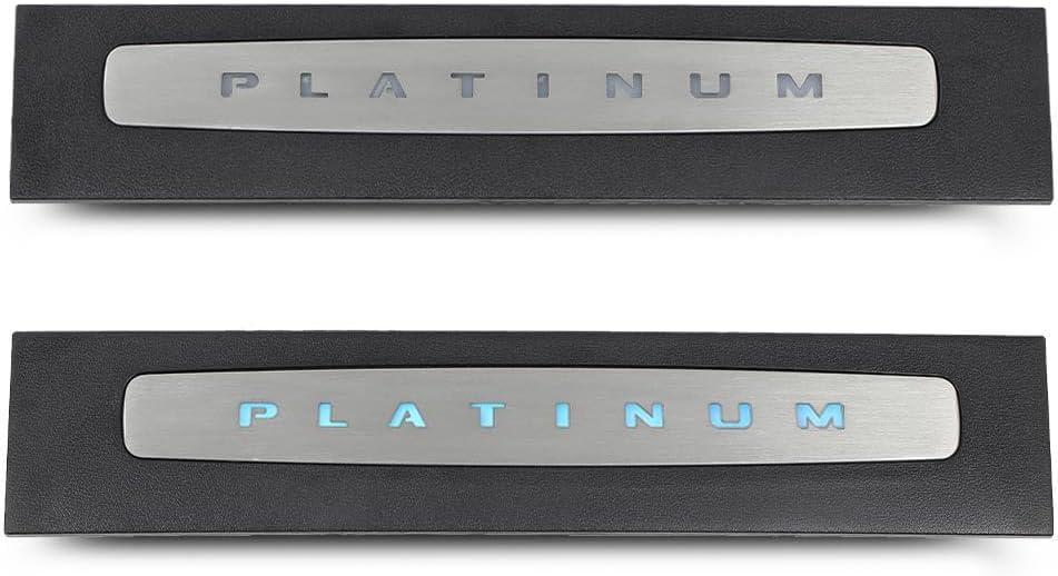 PIT66 LED Illuminated Platinum Door Sill Plate Set Compatible with Ford F250 F350 F450 F550 Super Duty Crew Cab Only 2017-2022 HC3Z-2613208-AA HC3Z-2613209-AA