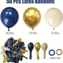 Navy Blue and Gold Party Balloons, 50 Pcs 12 Inches Navy Blue Gold White Latex Balloon for Birthday,Baby Shower, Graduation Decorations