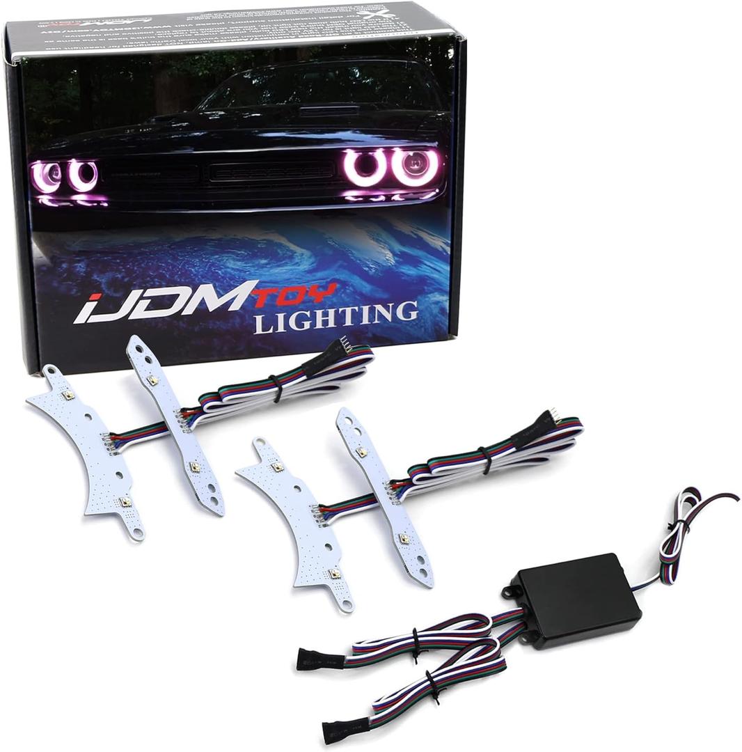 iJDMTOY RGBW Multicolor LED Circuit Board Ambient Lighting Kit Compatible with Dodge 2015-2023 Challenger, Control_by_Smartphone