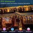 MUYUN Christmas Lights Outdoor Decorations 13.8ft 200 LED Christmas Lights with 12 Stars,Dimmable Curtain Fairy Light with 8 Modes for Wedding Party Holiday Christmas Decor(Multicolor)