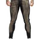 GINGTTO Mens Skinny Jeans Stretch Slim Fit Tapered Leg Jeans for Men Black and Gold 30