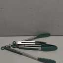 600F Heat Resistant Kitchen Tongs, Premium Locking Cooking Tongs with Silicone Tips, Non-Slip Food Tongs for Cooking, Non-Stick, Heavy Duty Stainless Steel Handle, Set of 3-7" 9" and 12" Turquoise