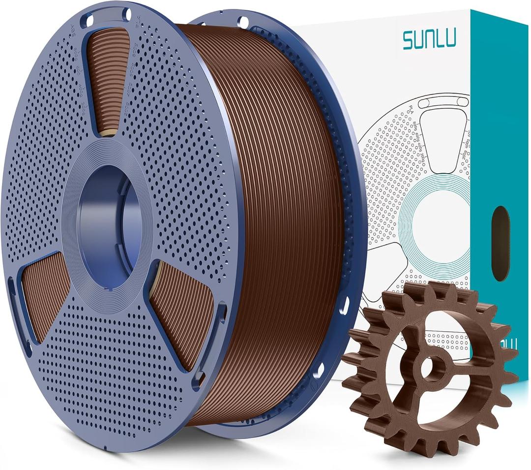 SUNLU PLA+2.0 3D Printer Filament, Upgrade PLA+ Filament 1.75mm, Tougher and Stronger, Neatly Wound Filament, Dimensional Accuracy +/-0.02mm, 1KG Spool(2.2lbs), Coffee Brown