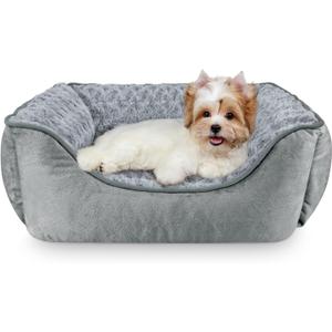 JOEJOY Rectangle Dog Bed for Large Medium Small Dogs - Washable Orthopedic Sofa Bed, Soft Breathable Puppy & Pet Cuddler, Durable Calming Dog Bed with Anti-Slip Bottom, Multiple Sizes, Grey (S(20"x 19"x 6"))