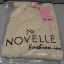 Womens White Crew Neck Sweater Long Sleeve Knit Pullover Top, Soft Fitted Winter Sweater for Women (Beige, M)