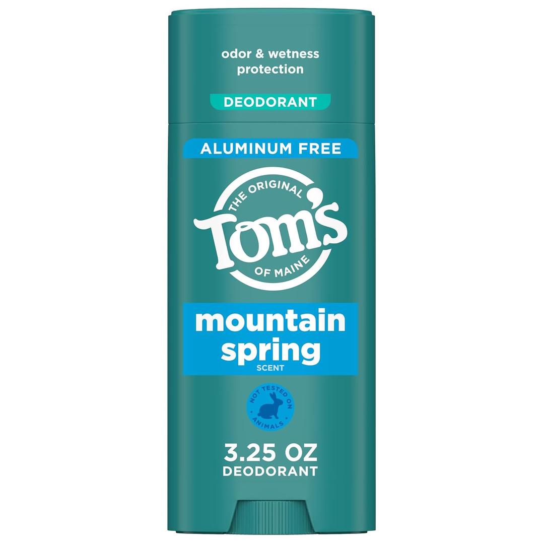 Tom's of Maine Mountain Spring Natural Deodorant for Men and Women, Aluminum Free, 3.25 oz (3.25 Ounce (Pack of 2))