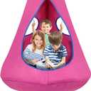 Kids Pod Swing Seat, Hanging Hammock Chair, Sensory Swing for Indoor and Outdoor Use (43.5" D x 52" H) Pink