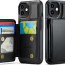 Vinich for iPhone 12/12 Pro Wallet Case with Card Holder, RFID Blocking Credit Slots Kickstand Shockproof Phone Cover for Women Men, Black