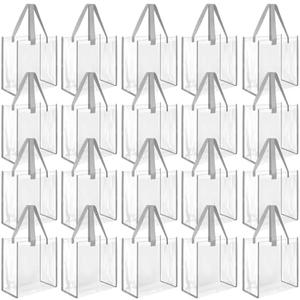 Paterr 20 Pack Plastic Clear Tote Bags 10 x 10 x 4 Inch Stadium Approved Gift Bag with Handles for Women Sports Work Travel