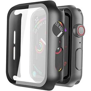 Misxi 2 Pack Hard PC Case with Tempered Glass Screen Protector Compatible with Apple Watch SE 3 (2025) SE 2 SE Series 6 Series 5 Series 4 40mm, Black