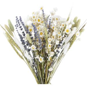 Dried Flowers Bouquet Dried Daisy Flowers Natural Lavender Dried Flowers Bunny Tails Gerber Daisies Flowers Wheat Stalks Floral Arrangements for Wedding Table Centerpiece Decor Farmhouse DIY