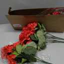 Artificial Geraniums Fake Flowers for Outdoors Decoration, 6 Bundles Silk Geraniums Red Flower UV Resistant Look Real Faux Plants for Front Door Garden Porch Planter Patio Balcony Yard Indoor Home