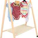 Queekay Baby Clothing Rack for Baby Shower Toddlers Wooden Kids Dress up Rack with Storage Shelf for Toddler Dogs Pets Small Clothes Kids Garment Closet(32.3" H, Natural)