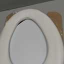 Mayfair Padded Toilet Seat, Cushioned Soft Vinyl over Wood Core Seat, Secure Hinges, Easy Clean, Made in USA, Elongated, White