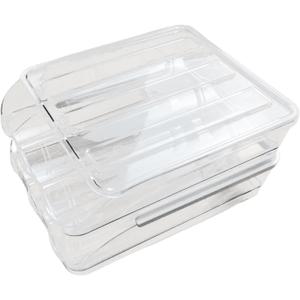 Egg Holder Refrigerator Clear Egg Storage Dispenser Rolling Egg Container Refrigerator with Detachable Lid Stackable Egg Tray Organizer Fridge (2 Layer)