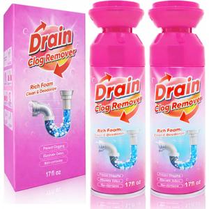 Foaming Drain Cleaner, Foam Drains Sink Cleaner and Deodorizer, Wild Tornado Drain Clog Remover for Kitchen Sinks, Shower Drains, Tubs (2 pcs)