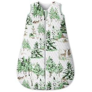 Baby Sleep Sack 6-12 Months 1.5 Tog Baby Wearable Blanket 100% Cotton Fabric Warm Sleeping sack with 2-Way Zipper Quilted for Infant Newborn Tog Green Pine (Medium)