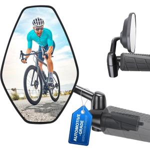 Bar End Bike Mirrors, HD 360 Rotatable Aluminum Alloy Bike Side Mirror, Explosion-proof, Fits 16-21mm for Mountain Bike, E-Bike, Scooter, Folding Bike (Style1HD Len)