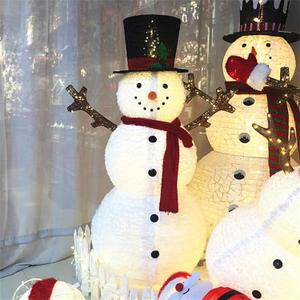 Plush Snowman Christmas Decoration, with Built-in LED Light, Indoor or Outdoor Garden Lawn Holiday Decoration.,150cm