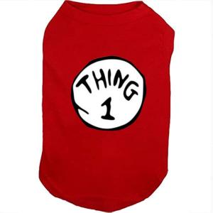 Dog Shirts for Pet Clothes Soft Breathable Puppy Shirts Pop Culture Thing 1 to Thing 9 Printed Pet T-Shirt (RED-1, Small)