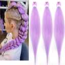 Purple Hair Extensions Braiding Hair Pre stretched 26Inch 3Packs Purple Braiding Hair,Synthetic Braidiing Hair Crochet Braids (Light Purple, 26 inch(Pack of 3))