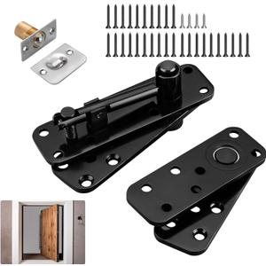 Heavy Duty Door Pivot Hinge, 360 Rotation Stainless Steel Invisible Pivot Hinge System with Door Ball Catch Hardware for Wood Door, Hidden Doors, Secret Doors and Bookshelves, Black