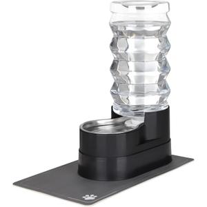 RIZZARI Large Water Dispenser for Dogs: 9L Automatic Stainless Steel Gravity Raised Black Pet Feeder for Pet Dogs Indoor/Outdoor