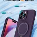 ZHK Liquid Silicone Designed for iPhone 15 Pro Case with Magnet Stand, [Precise Camera Lens Protection][Mil-Grade Drop Shockproof][Soft Anti-Scratch Microfiber Lining] Slim Fit Cover, Purple