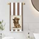 Western Basset Hound Dog Kitchen Towels, Basset Hound Gifts Hand Towels for Bathroom, Retro Preppy Brown Striped Cowboy Dog Dish Tea Towels for Kitchen Decor, 16x24 Inch