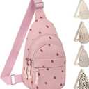 ELONGRIVER Corduroy Small Crossbody Bags for Women Teen Girls Trendy, Cute Sling Bag for Girls Travel Hiking, Pink Strawberry