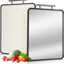 Titanium Cutting Boards for Kitchen, PTYTIFY Metal Cutting Board Non Toxic, Double Sided Chopping Board with Pure Titanium and Wheat Straw PP for Meat, Vegetables and Fruits Dishwasher Safe