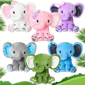 6 Pcs Elephant Stuffed Animals 6 Inch Big Ear Stuffed Elephant Animal Plush Toy Gift for Baby Shower Boys Girls Woodland Nursery Bed Decoration Birthday Party Supplies(Multicolor)