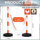 9 Packs Traffic Delineator Post Cone with Base, Traffic Cones Safety Cones Caution Cones Plastic Stanchion Chain Safety Barriers with 6.6 Feet Link Chain and S Hooks for Parking Lot (Orange)