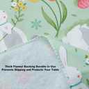 Newbridge Easter Cotton Tail Bunny Party Vinyl Flannel Backed Spring Tablecloth - Cottage Style Bunny Rabbit, Easter Egg & Floral Wipe Clean Easy Care Vinyl Tablecloth, 52" x 52" Square