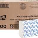 Genuine Joe Multifold Hand Towels, 9.5" x 9.10", 1-Ply, White, 250/Pack, 16 Count