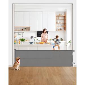 DEAR LOV Retractable Baby Gate, Mesh Baby Gate or Mesh Dog Gate, 33" Tall, Extends up to 118" Wide, Child Safety Gate for Doorways, Stairs, Hallways, Indoor/Outdoor (33"x118",Gray)