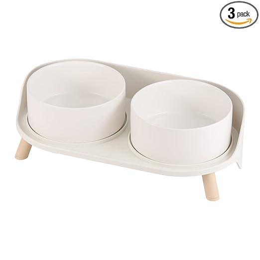 Elevated Ceramic Dog Bowl Set  Double Dog Feeding Bowls with Stand Splash Proof  Raised Dishes for Food and Water  Ideal for Small to Medium Dogs  2 x 850 ml  28.74 oz