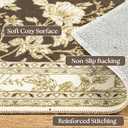 Brown Floral Print Area Rugs for Bedroom Boho Non Slip Washable Carpet 7x9 | Country Oriental Peony Design, Low Pile Soft Rug, with Non Slip Foldable, Floor Covering for Nursery, Playroom Living Room