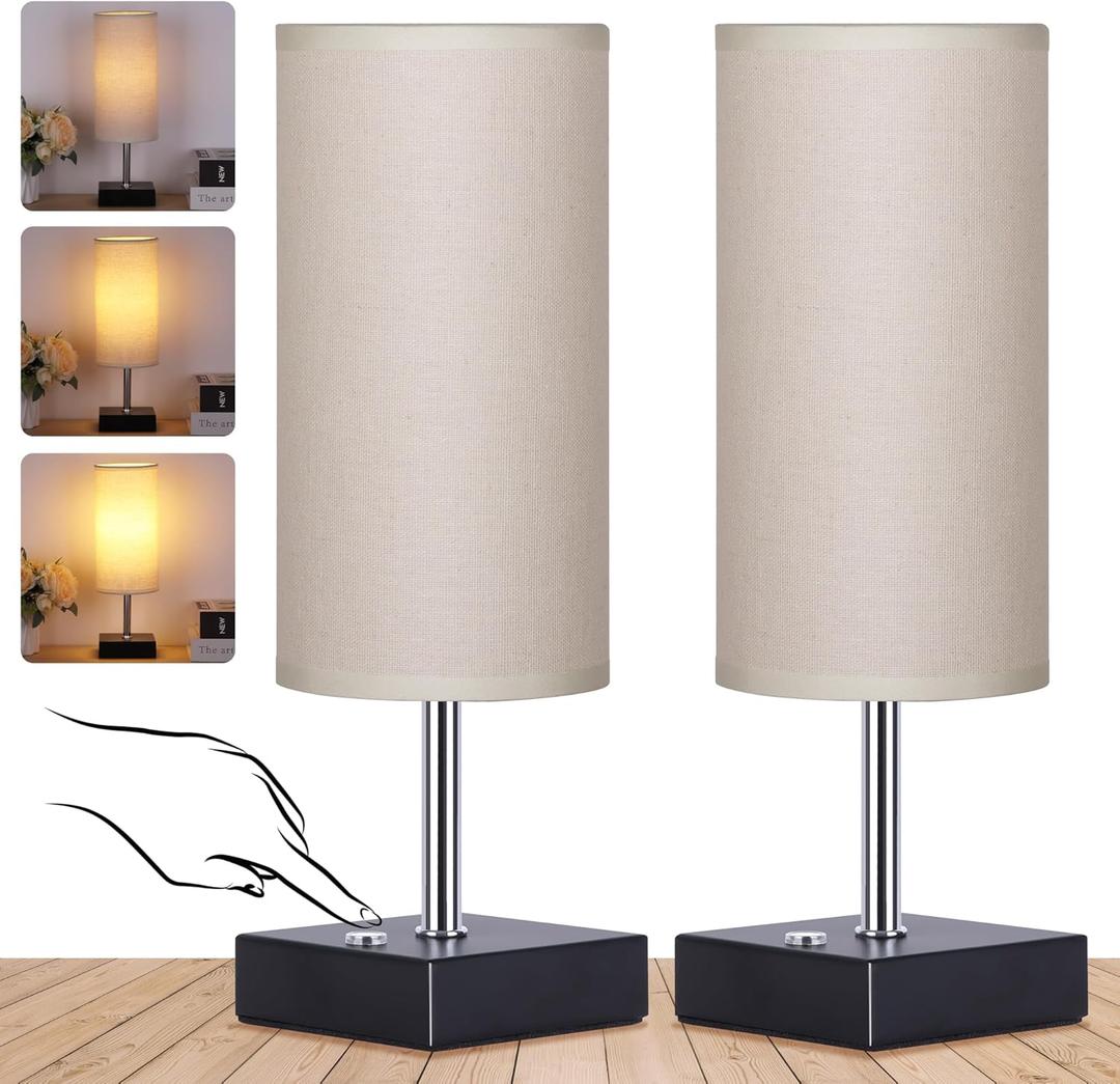 Cordless Table Lamp, Battery Operated Lamp Touch Dimmable,Rechargeable Lamp for NightStand, Battery Powered Wireless Table Lamp for Decor, Living Room, Dorm-2Pack (12 Inch, Beige)