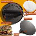SMASHER KING - Premium Cast Iron Smash Burger Press incl. 25 pcs of Patty Paper, Burger Smasher for Griddle with Black Wood Handle, Perfect Hamburger Press