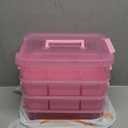 Art Supply Storage Organizer with 2 Removable Trays, 4-Layer 11QT Durable Craft Organizers and Storage for Sewing, Tool, Office Supplies, Art, Craft Supplies(Pink)