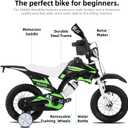 KEANO Motocross Style Kids Bike for Boys Girls Ages 3-7 Years, 12 & 16 Inch Bikes with Training Wheels and Number Plate, Children Bicycles Black