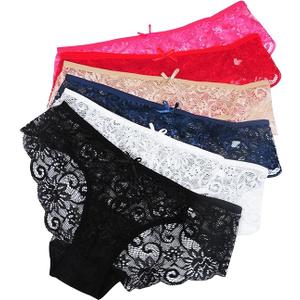 Sunm Boutique 6 Pack Women's Invisible Seamless Bikini Lace Underwear Half Back Coverage Panties X-Small